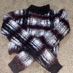DollsKill Current Mood Fuzzy Sweater Black Red White